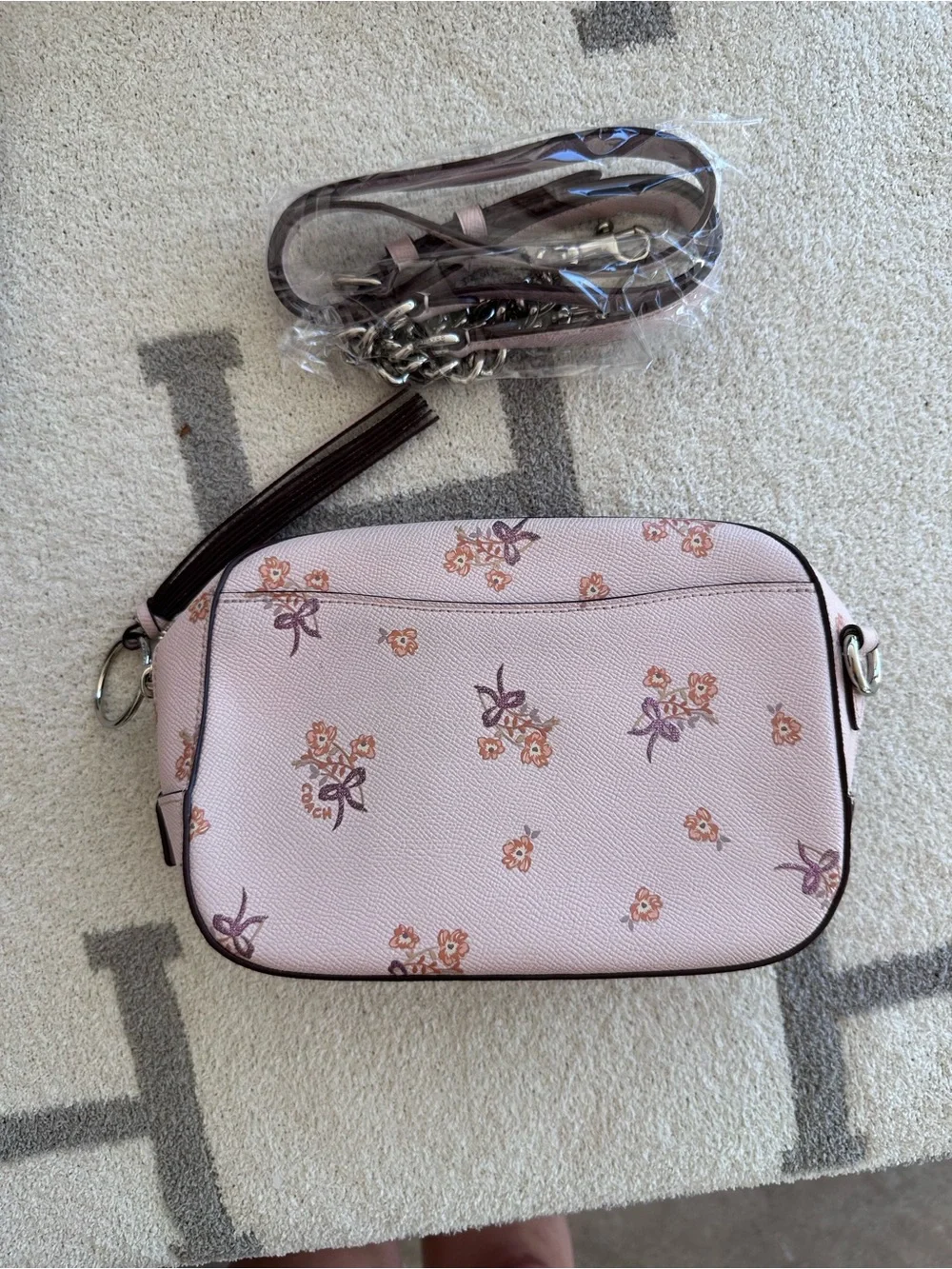 Coach Pink Floral Pebble Leather Crossbody Bag